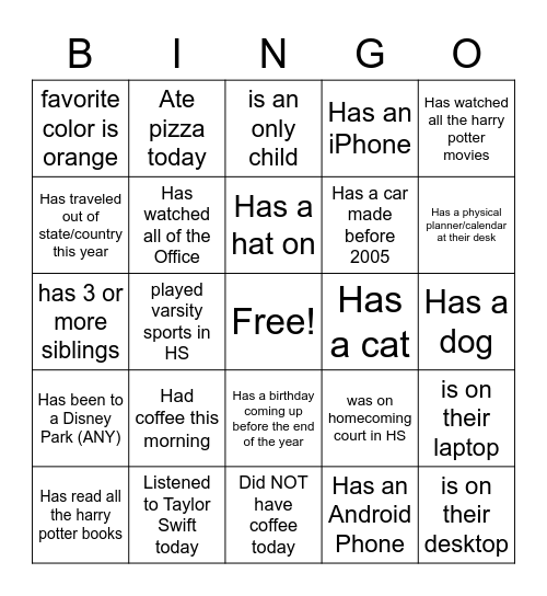 Gaby's Team Meeting Bingo Card