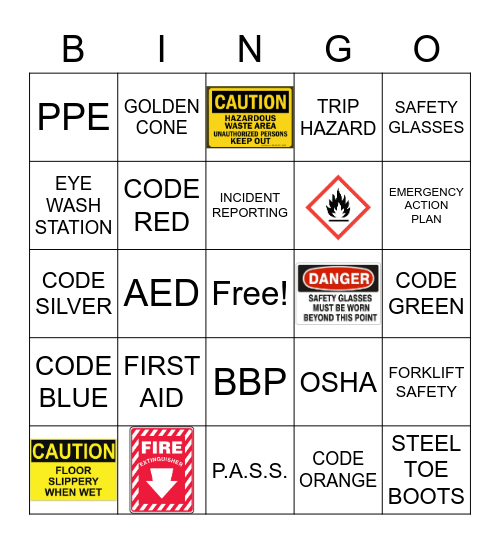 Safety Week Bingo Card