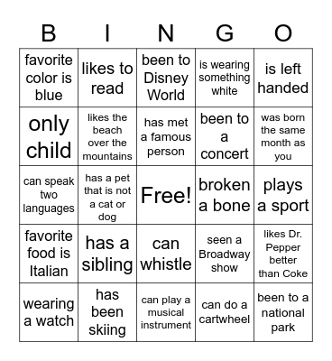 Berry Office of Admissions BINGO Card