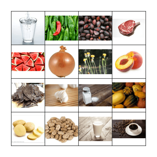 Tiwa Bingo - Food Bingo Card