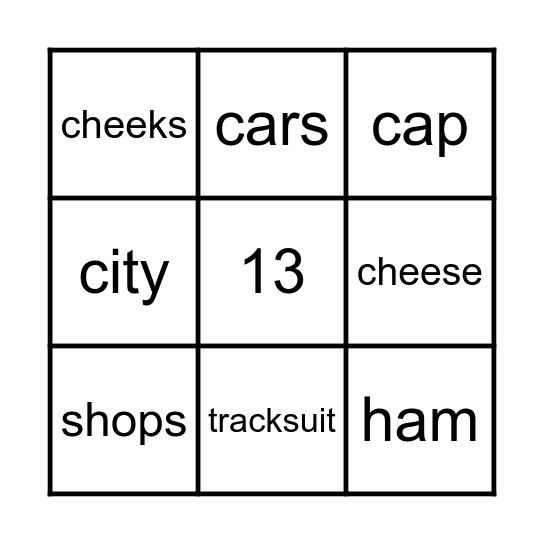 Big Surprise 2 Bingo Card