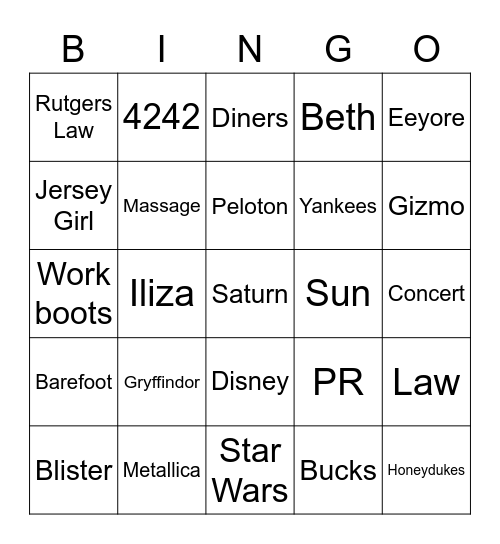 Shingo Bingo Card
