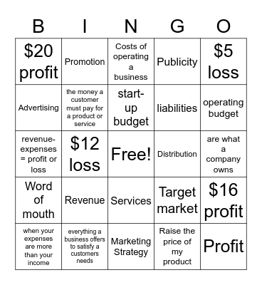 Business Essentials Bingo Card