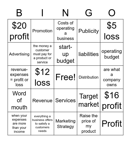 Business Essentials Bingo Card