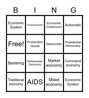 Governments of Africa Review Bingo Card