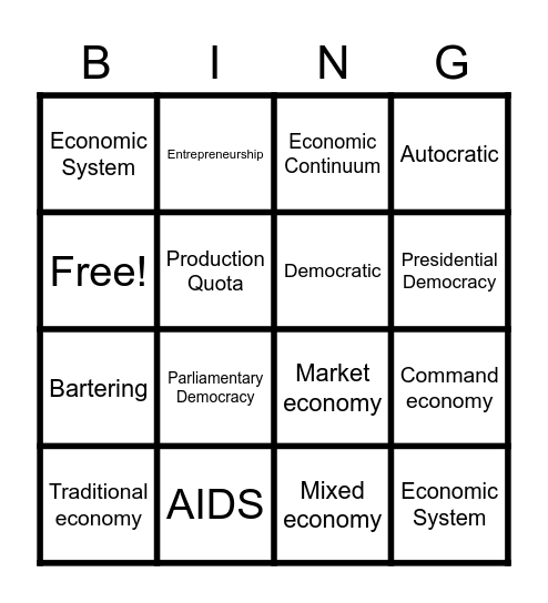 Governments of Africa Review Bingo Card