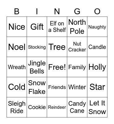 December Holiday Celebration Bingo Card
