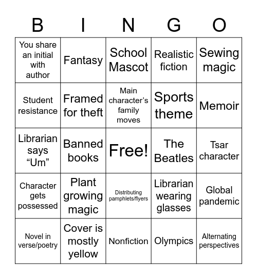 Newton 7th Grade Booktalk Bingo! Bingo Card