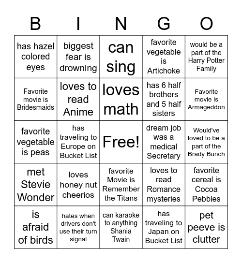 Find the Teammember who... Bingo Card