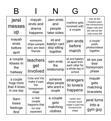 Relationship bingo Card