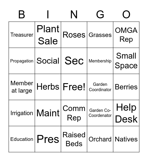 MCMGA Bingo Card