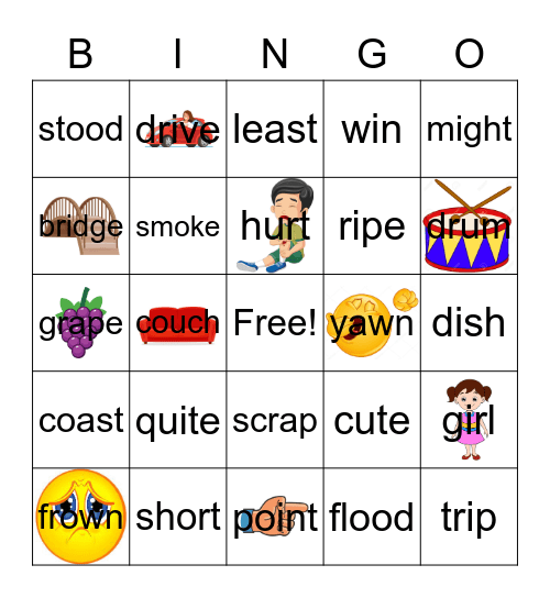 Within Word Bingo Card