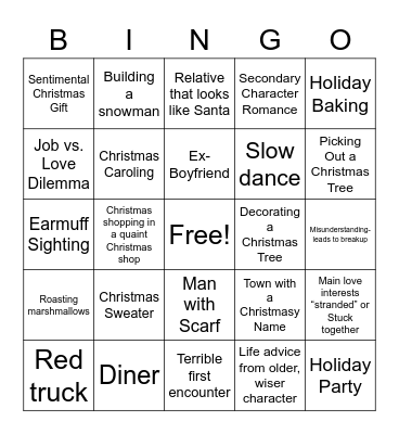 Hallmark Movie Bingo Card