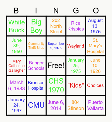 Patti's 70th Birthday BINGO! Bingo Card