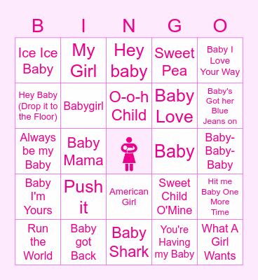 Baby Shower SINGO Bingo Card