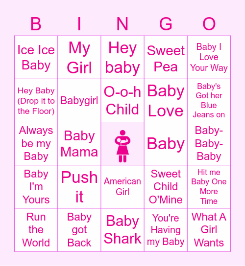 Baby Shower SINGO Bingo Card