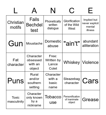 LANCECORE BINGO Card