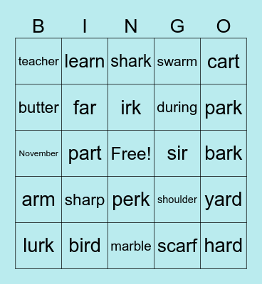 R BINGO Card