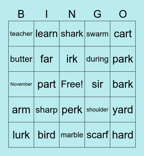 R BINGO Card