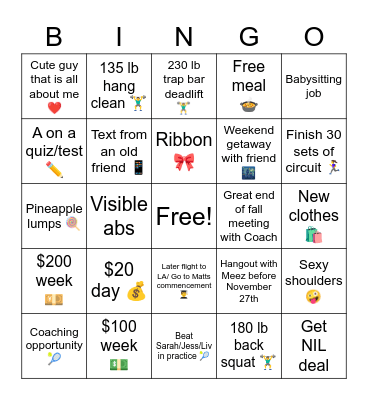 Manifest Bingo Card