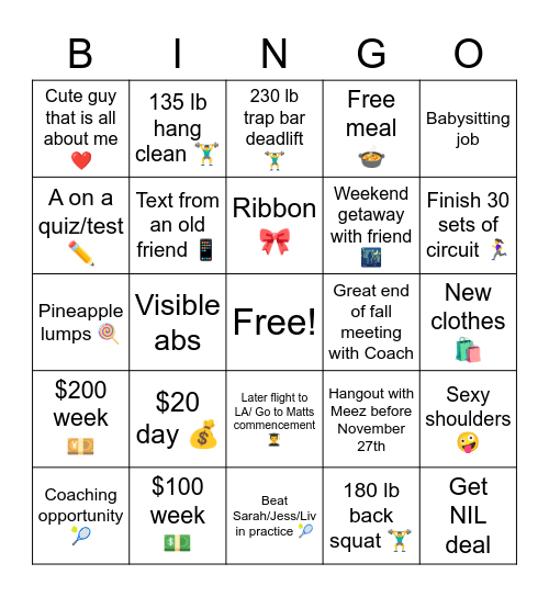 Manifest Bingo Card