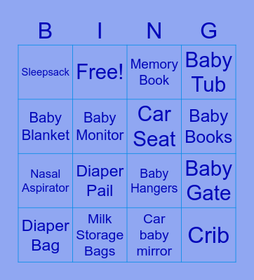 Baby Shower Bingo Card
