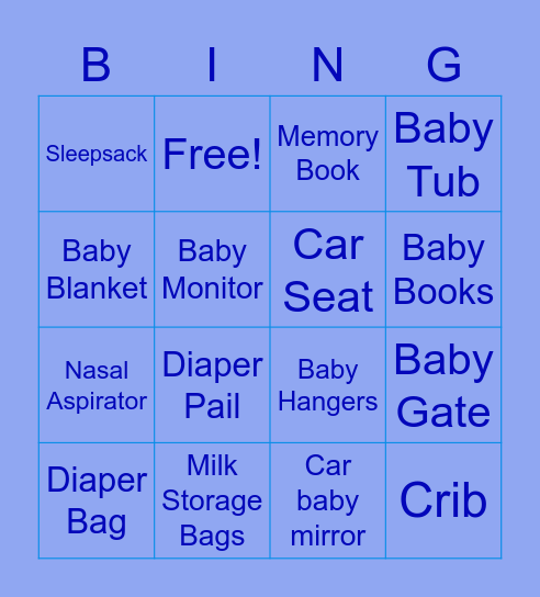 Baby Shower Bingo Card