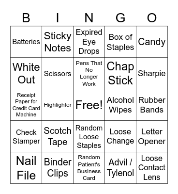 Front Desk BINGO Card