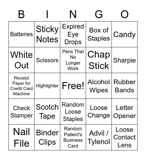 Front Desk BINGO Card