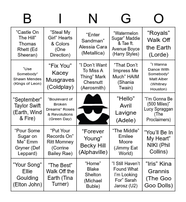 Undercover Bingo Card