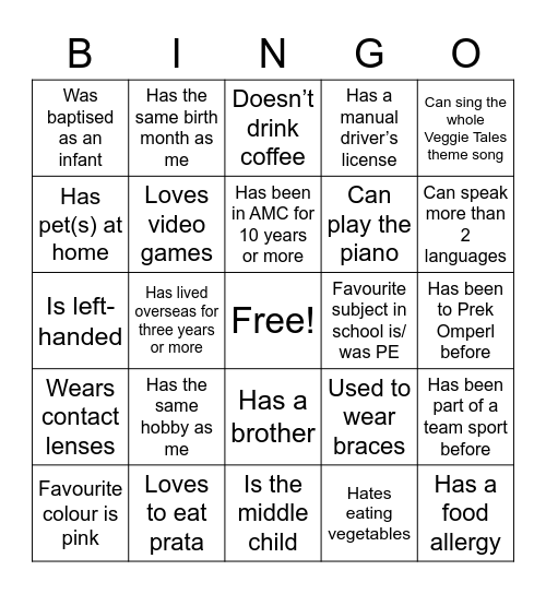 AMC Family Day 2022 Bingo Card