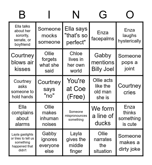 Friends BINGO Card