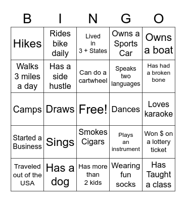 Test Bingo Card