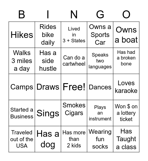 Test Bingo Card