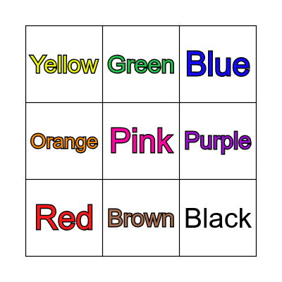 COLORS Bingo Card