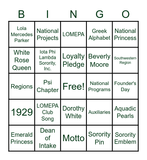 Lomepa Fun Night Bingo Card