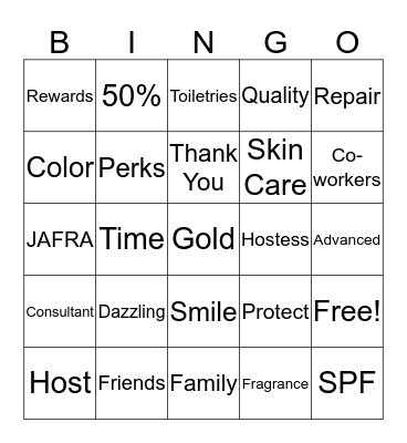 JAFRA  Bingo Card