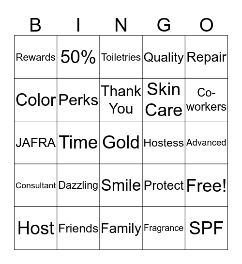 JAFRA  Bingo Card