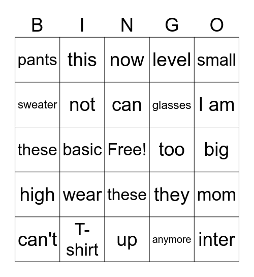 I am not small anymore. Bingo Card