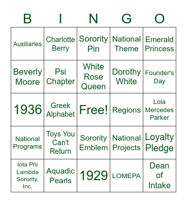 Lomepa Fun Night Bingo Card