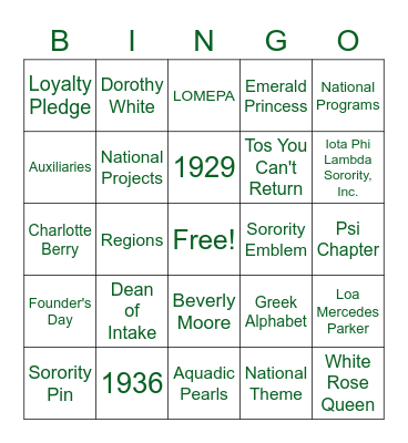 Lomepa Fun Night Bingo Card