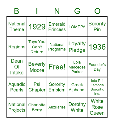 Lomepa Fun Night Bingo Card