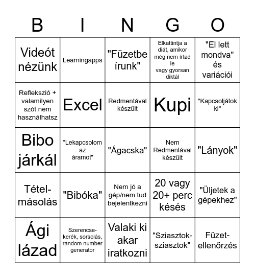 LOGISZTIK BINGÓ Bingo Card