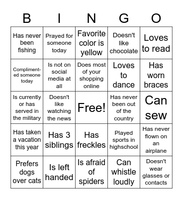 People Bingo Card