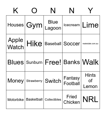 Konrad's 30th Birthday Bingo Card