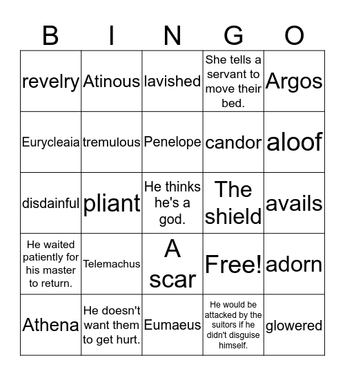 Odyssey Part 2 Bingo Card