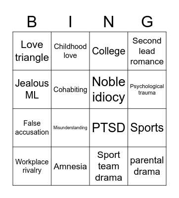 Cdrama Bingo Card