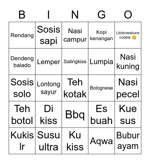 SIK K Bingo Card