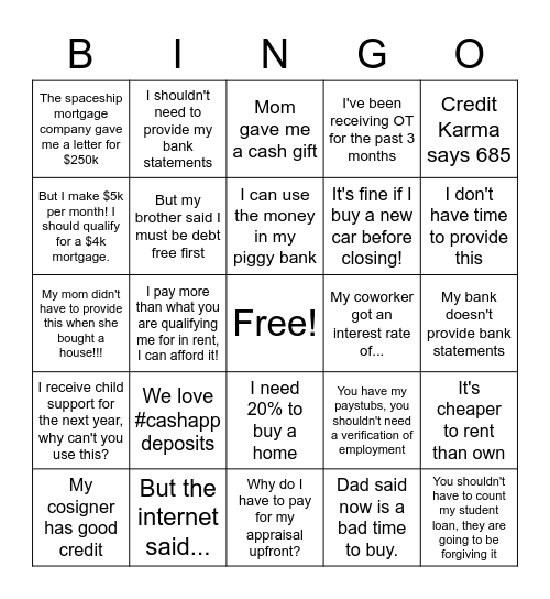 Homebuying Myths Bingo Card