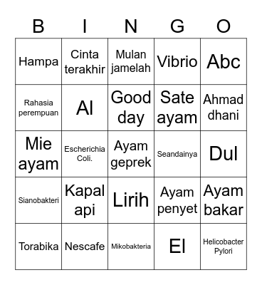 Abang ❤️ Bingo Card